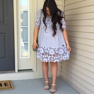 Anthropologie Light Lavendar Lace Mini Dress